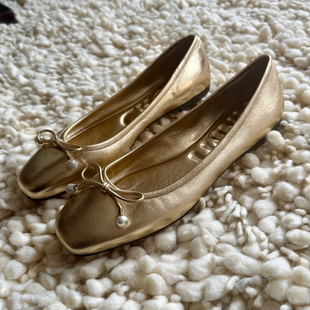 Jimmy Choo Elme Metallic Leather Ballet Flats - Picture 5 of 10